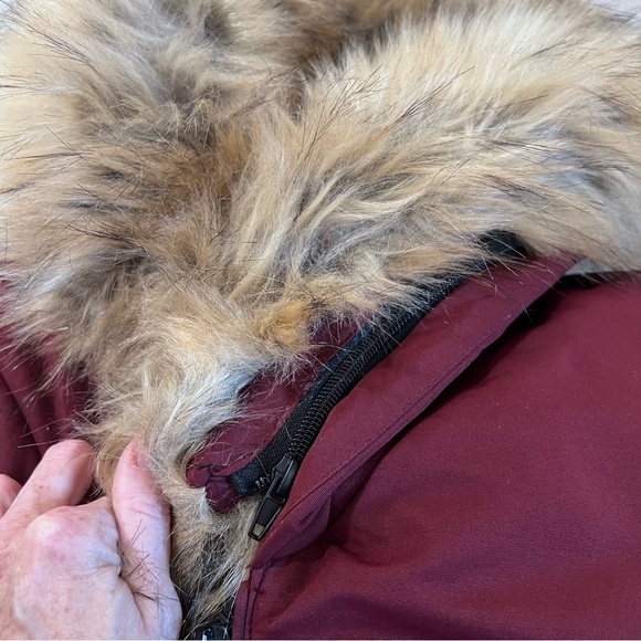 POINT ZERO |  Burgundy winter spring faux fur hooded snow jacket co… - Picture 6 of 16